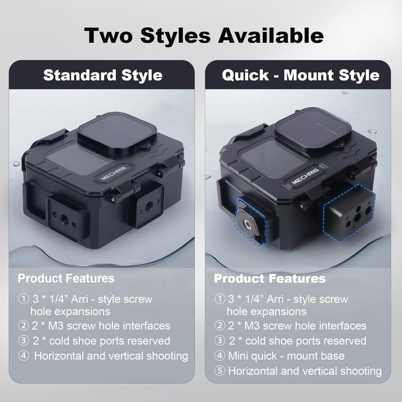 Mechrig Aluminum Waterproof Case for GoPro HERO13 Black HERO12 HERO11 HERO10 HERO9 Action Camera 80M Deep Waterproof Horizontal and Vertical Shooting Switch (Quick Release-63075) - Image 4